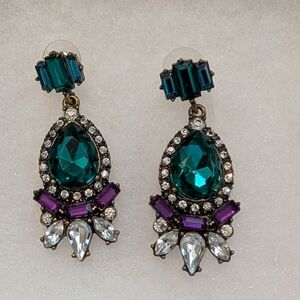 Elegant Teal and Purple Drop Earrings